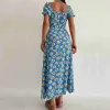 Dress Sexy Strapless Slit Party Dresses Women Summer 2022 Floral Print Slim Midi Dress Spring Elegant Off Shoulder Long Dress Vestido