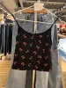 Camis Sweet Girl Y2K Crop Tops 2022 Summer Fashion Ladies Cherry Printed Tanks Women Slim Vintage Black Cotton Tank Tops