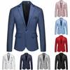 Retro kostym för män Mense Casual Autumn and Winter Trend Collar Single Two Buttons Slim Fit Round Hem Pockett Jacket Tuxedo 240223