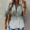 Camisa de inverno feminina vintage vneck blusas senhoras todos os dias rua casual manga longa sexy topo outono feminino novo design estampas camisa