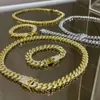 2 rijen 10mm Cubaanse ketting link ketting Miami goud heren zilveren Cubaanse link hip hop rapper Moissanite Miami Cubaanse