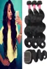 3 Bundles 8A Remy Brazilian Body Wave Straight Loose Wave Kinky Curly Deep Wave With a 4X4 Lace Closure Human Hair Bundles With La4851946