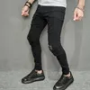 Streetwear Männer Stilvolle Löcher Schwarz Dünne Jeans Männlichen Frühjahr Joggen Casual Bleistift Denim Hosen Herren Hosen 240227