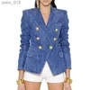 Damesjassen HIGH STREET banket Bruiloft Cocktail Party Designer Blazer Metal Lion Denim Blazer Buitenjas 240305