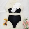 Sexig bikinis hög midja ruffe printe badkläder kvinnor baddräkt push up baddräkt 2023 brasiliansk bikini set sommarstrandkläder 240223