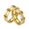 Trendy trouwringen 14k geelgouden ringen voor dames / heren liefdescadeau CZ belofte paar sieraden