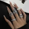 Band Rings 6Pcs Punk Joker Silver Color Rings for Men Goth Skeleton Billiards Set Couple Emo Fashion Jewelry Anillos Hombre L240305