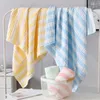 Blankets Cotton Baby Blanket Born Swaddle Children Bath Towel Yarn Dyed Color Stripe Diapers Class 6 Layer Combed Gauze Soft