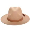 Automne hiver Chapeau de soleil femmes hommes Fedora classique à large bord feutre disquette Cloche Chapeau Imitation laine L XL 2112272303