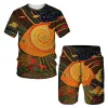 Set Two Piece Sets Womens Chic Graffiti Print Casual Oneck Kort ärm topp/ shorts/ svettdräkt 2023 Kvinnors sommarkläder