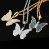 Collier papillon plaqué or 18 carats, collier en argent Sterling 925 Vvs1 pour femmes, bijoux de destin, pendentif Moissanite, or Rose, bleu, vert, noir, cadeau pour fille