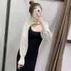 Cardigans Women Turtleneck Shrugs Solid Knitted Slim Designer Fashion Lantern Sleeve Crop Top Teenagers Autumn Outwear Soft Hot Girls Chic