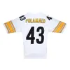 Costurado Futebol Jersey 43 Polamalu 2005 Malha Branca Retro Rugby Jerseys Homens Mulheres e Juventude S-6XL