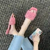 Slippers Sandals for Women 2023 Spring/Summer New Fashion Square Head Flat Bottom Beach Slippers for Women T240305