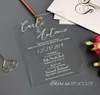 結婚式のアクリルの招待状ピンクの花のバラの結婚式の招待カスタムアクリルウェディング招待状カート招待状マリアージボックスカード4084957