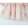 Sukienka Yenke 2023 Sweet Princess Floral Print Organza sukienka vintage puff rękawa kwadratowa szyja panie mini bajkowa szata