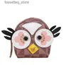 キーリング6Style Creativity Owl Coin Purse Keychain Pendant Charm Jewelry Keyring Holder Pu Leather Flower Designer Metal KeyL240305