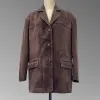 Jackor Retro Vintage Maillard Caramel Suede Jacket For Women Loosing Fiting 2023 New Highend äkta läderdräkt Medium Längd kappa