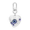 Lucky Blue Turkey Evil Eye Heart Okrągłe kwiat kształt klęski kluczyek Kluczowe pierścienie kryształowy wisiorek breakring urok dar