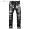 Jeans masculinos mens jeans azul buraco rasgado calças moda itália estilo skinny denim calça motociclista motocicleta rock revival calças 240305