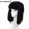 Chapeau de bombardier en fourrure de papillon pour femmes, Ushanka russe, chapeau de trappeur noir, oreilles de Ski chaudes d'hiver, Gorros Mujer Invierno243H