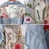 Kurtki damskie dżins koronkowy płaszcz Kobiety lato jesienne hafty haftowe zszywki z siatki krem ​​przeciwsłonecznych dżinsy 240305