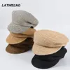 Ny kvinnlig retro veckad design Newsboy Hat Ladies Sunscreen åttkantiga hattar Elegant Tea Party Caps Women Baker Boy Hat 6 Färger Y2248M