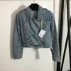 Giacche da donna abbigliamento firmato Cappotto di jeans Lettera B cintura doppiopetto vita nascosta stile pelle bavero cappotto di jeans a maniche lunghe Abbigliamento donna a1 240305