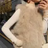 Kamizelki Faux Fur Kamizelki zimowe kurtki bez rękawów Zgrywanie rękawów utrzymuj ciepło, Flocking środkowej długości Vcollar Fluffy Fake Overcoats T243