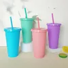 Creative Big Capacity Glitter Powder Tumblers PP Plastic Straw Cups Portable Outdoor Cold Drink Milk Tea Cup With Lock och Struals till Sea T9I002263