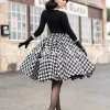 Klänningar 15 vintage vinter kvinnor 50 -tal houndstooth swing veckad ull kjol plus storlek saia rockabilly pinup faldas kjolar