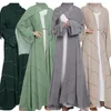 Etnische kleding Dubai Vrouwen Moslim Kralen Open Abaya Vest Kimono Maxi Jurk Islamitische Kaftan Arabische Gewaad Turkije Femme Jalabiya Eid Party