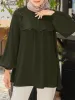 Tops 2023 Zanzea moda hidżab topy kobiet bluzka z długim rękawem eleganckie marszki roboty blusas muzułmańskie bluzki z indyka bluzki solidne izamowe ubranie