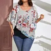 Camicette da donna Donna Casual Stampa floreale Scialle in chiffon Gilet Camicia senza maniche Camicetta allentata SpliceTwo Pezzi Top Stripe Tee