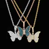 Collier papillon plaqué or 18 carats, collier en argent Sterling 925 Vvs1 pour femmes, bijoux de destin, pendentif Moissanite, or Rose, bleu, vert, noir, cadeau pour fille