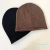 Beanies Beanie/Skull Caps Woman Cashmere Beanie Hazel Melange Knit Cap Hatts Coffee Black 2 Färger