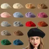 Bérets 20 couleurs femmes chapeaux de laine automne hiver épais artiste français béret rue peintre chapeau filles femme casquette chaude bonnets