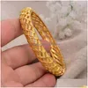 Bangle Annayoyo 4pcs / lot 24k Dubai Inde Ethiopien Gold Rempli Couleur Bracelets pour Femmes Filles Party Bijoux Bracelet Cadeaux1 Drop Deli Dhls8