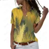 Camicia Primavera e Autunno Camicia a maniche corte hawaiana Flamingo da donna nuova Camicia a maniche corte casual con bottoni polo con stampa digitale 3D