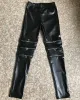 Leggings Lady Sexy Gothic Fashion Pencil Zipper Pants Night Bar Club Punk Rock Disco Pant Black Red Imitation Leather Ripped Leging