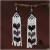 Dangle Chandelier Dangle Boucles d'oreilles Frange Main Tricot Bohême Perles Amour Mti-Storey Mode Nation Alliage Géométrie Maam Perle de Riz Dheih