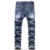 New Mens Designer Jean Hiking Pant Ripped Hip hop High Street Brand Pantalones Vaqueros Para Hombre Motorcycle Embroidery Close fitting Slim Pencil Pants Jeans