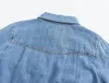 Blouses Femmes Femmes Mode Denim Chemise 2024 Casual Revers Chemises À Manches Longues Manteau Femmes Vintage Bouton En Métal Chic Poche Top