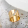 Moda envoltório largo 14k anel de ouro amarelo para mulheres anéis de dedo geométricos simples festa em camadas chique jóias presente