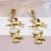 Dangle Earrings 2024 Top Quality Antique Bronze Animal Elks and Deer gevir Long Women Retro Statement Metal Jewelry