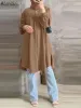 Clothing Autumn Long Shirt Women Muslim Tops ZANZEA IsIamic Clothing Fashion Long Sleeve Blouse Casual Buttons Blusas Dubai Abaya Kaftan