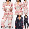 Anzüge 2020 Winter Familie Frauen Kleidung Urlaub Bequeme Casual Strampler Weihnachten Pyjamas Solide Weihnachten Nachtwäsche Druck Pyjamas PJs