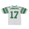 Costurado Futebol Jersey 17 Carmichael 1980 Verde Branco Malha Retro Rugby Jerseys Homens Mulheres e Juventude S-6XL