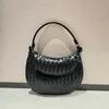 Ombro 2024 Outono Genuíno Couro Tecido Underarm Bun Mãe Saco Coreano Moda Couro Portátil para Mulheres Bolsas de Luxo Designers Bolsa Noite