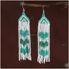 Dangle Chandelier Dangle Boucles d'oreilles Frange Main Tricot Bohême Perles Amour Mti-Storey Mode Nation Alliage Géométrie Maam Perle de Riz Dheih